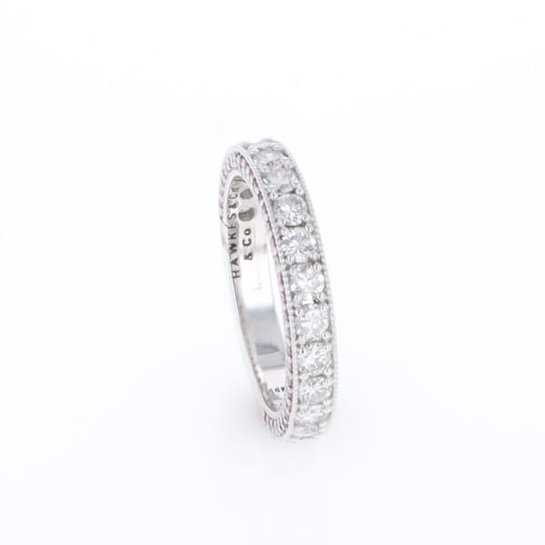 Diamond and Pink Sapphire Wedding Band