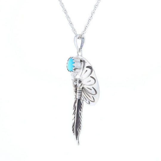 Turquoise Dream Catcher Feather Pendant