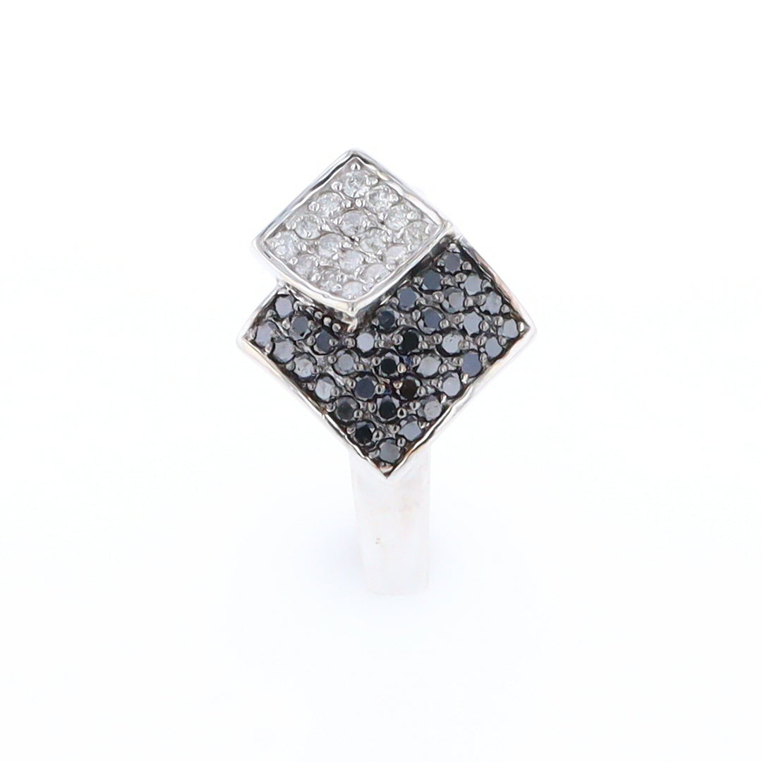 Double Pavé Black and White Diamond Ring