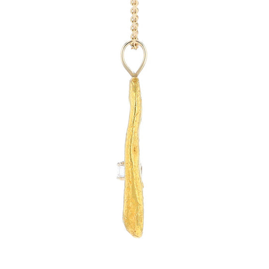 20K Natural Nugget Pendant with Diamond Accent