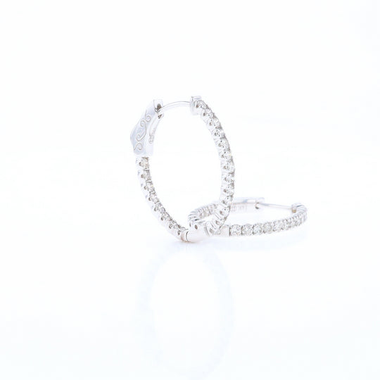 Oval Diamond Hoops Earrings