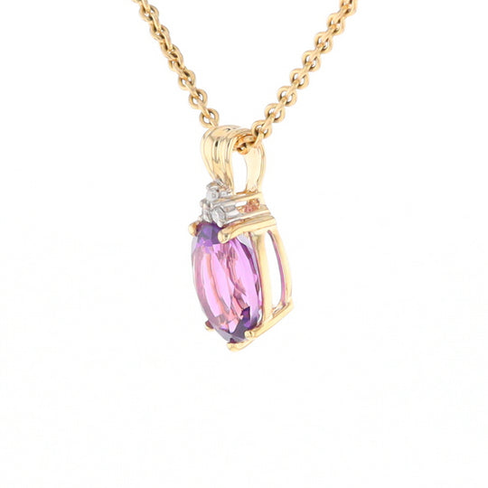 Oval Amethyst Diamond Pendant