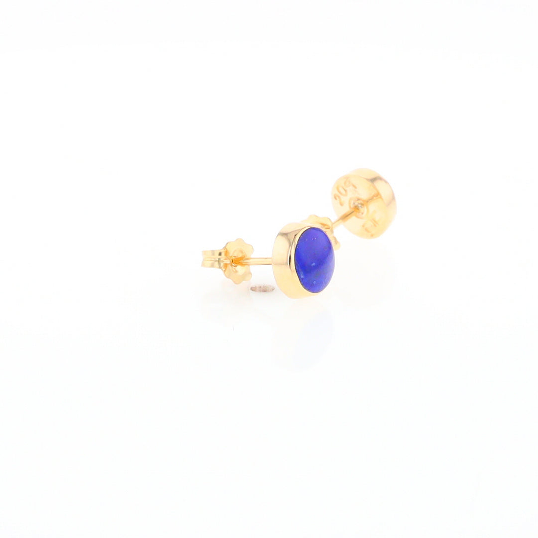 Lapis 6mm Round Inlaid Earrings