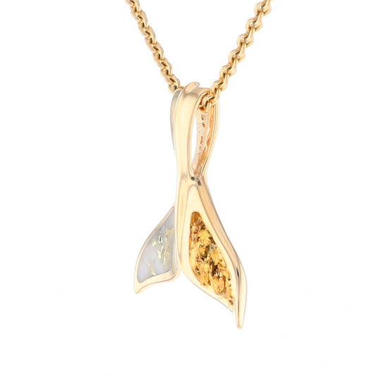 Whale Tail Necklaces Natural Gold Quartz and Nuggets Inlaid Pendant