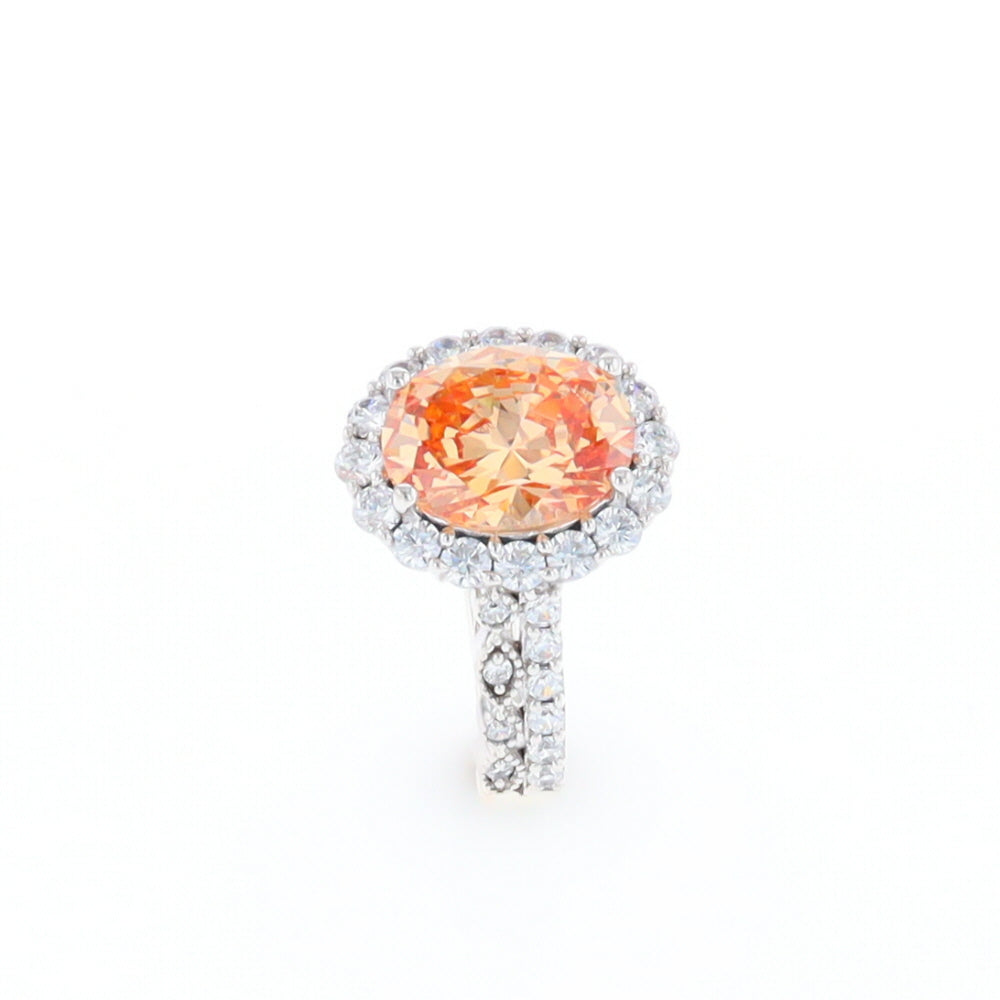 Peach Imitation Topaz Halo Ring