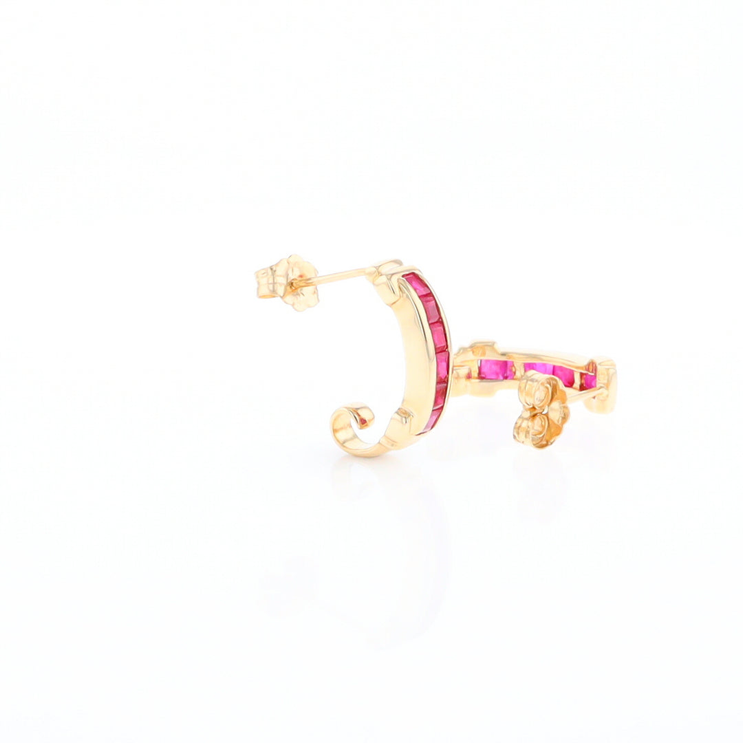 Channel Ruby Semi-Hoop Earrings