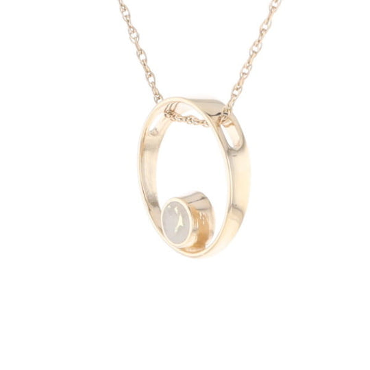 Gold Quartz Pendant Open Circle Design Round Inlay Pendant