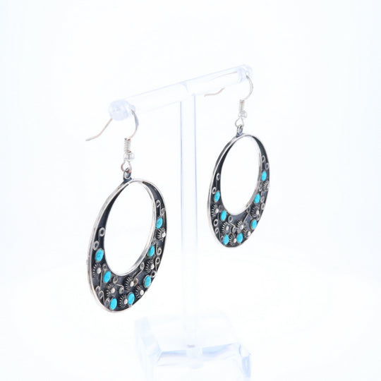 Floral Chrysocolla Hoop Earrings