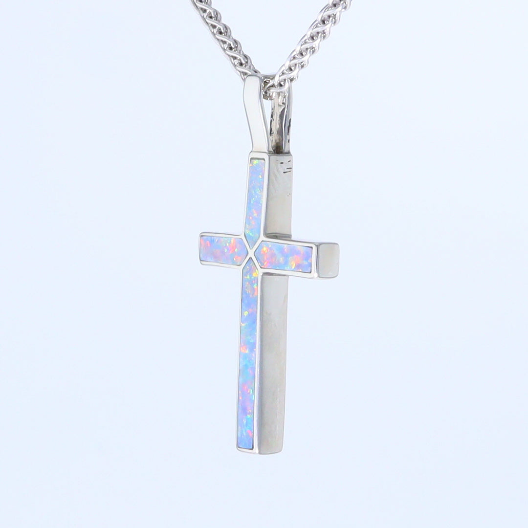 Opal Pendant 4 Section Inlaid Cross