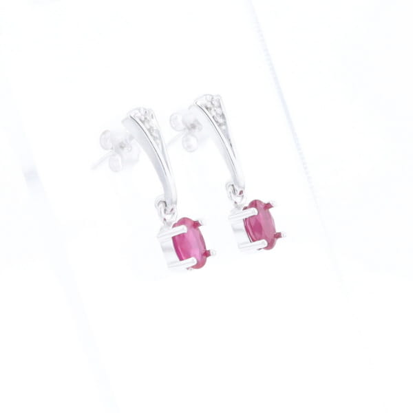 Oval Ruby Dangle Earrings