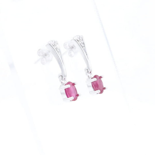 Oval Ruby Dangle Earrings