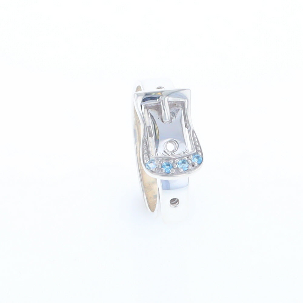 Silver Blue Topaz Belt Ring