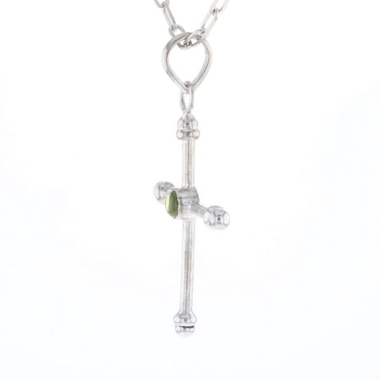 Silver Peridot Cross