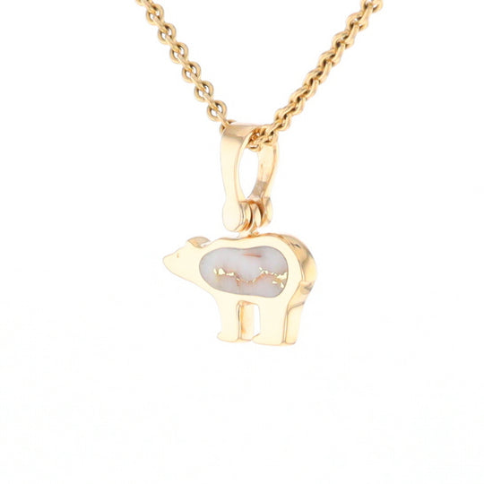 Gold Quartz Inlaid Polar Bear Pendant