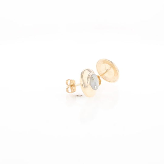 Gold Quartz Earrings Round Inlaid Design