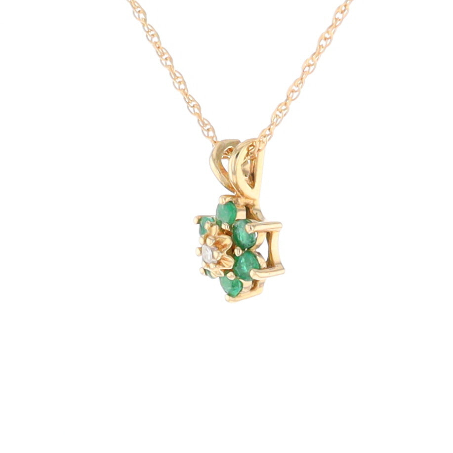 Small Emerald Flower Pendant