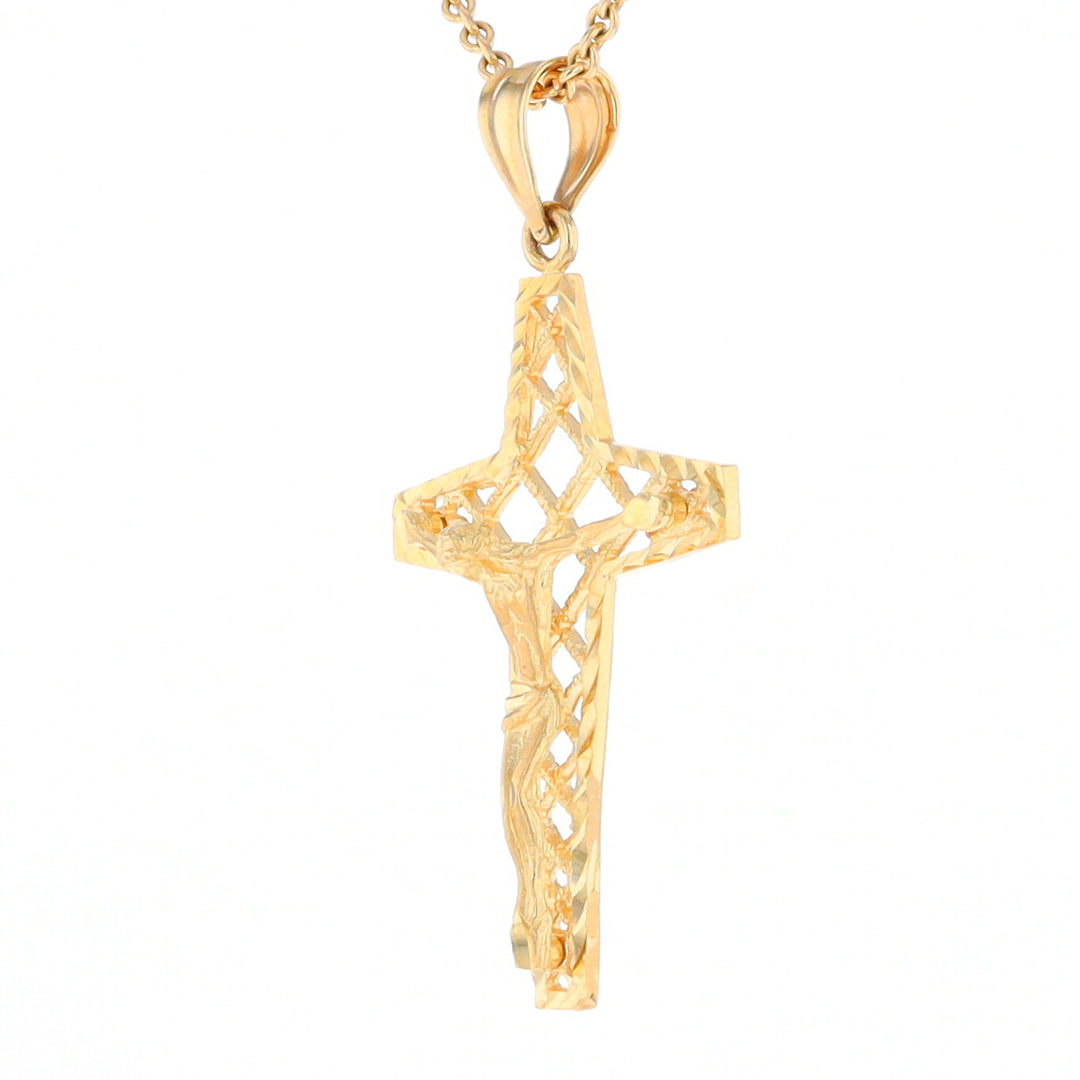 Gold Mesh Crucifix Pendant