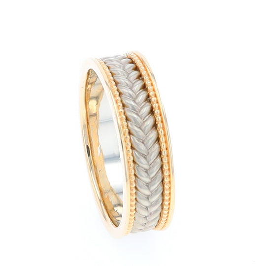 Braided White and Yellow Gold Men's Ring