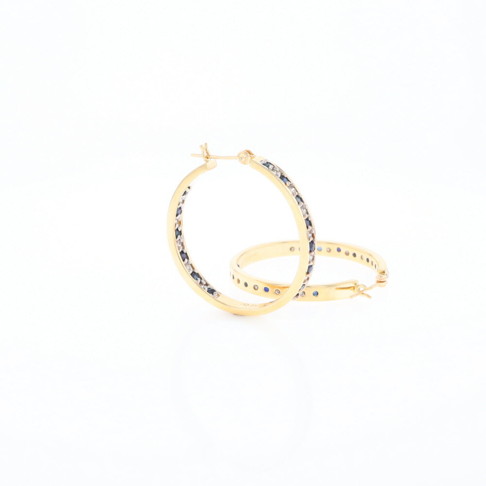 Sapphire & Diamond Hoop Earrings