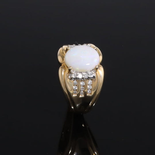 Opal Diamond Channels Ring
