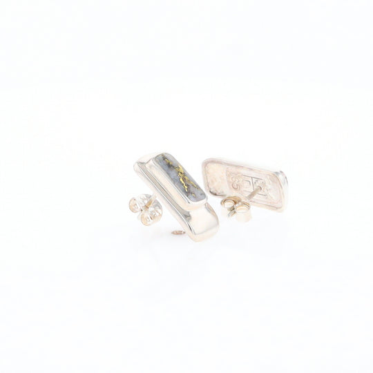 Gold Quartz Inlaid Rectangle Stud Earrings - G3