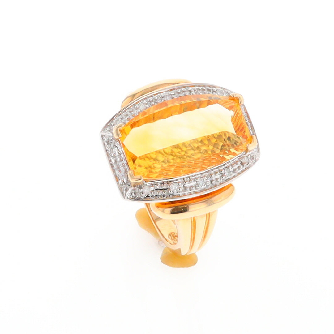 Fancy Cut Citrine Diamond Halo Ring