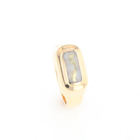 Gold Quartz Ring Oval Inlaid Design - G2