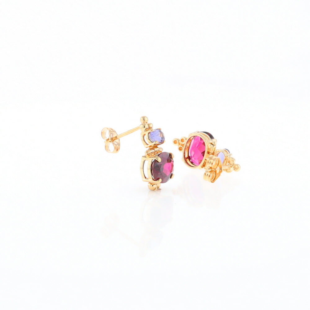 Garnet & Amethyst Dangle Earrings