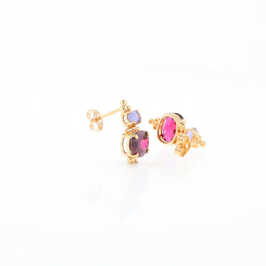 Garnet & Amethyst Dangle Earrings