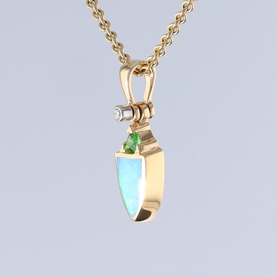 Opal Shield Pendant with Tsavorite