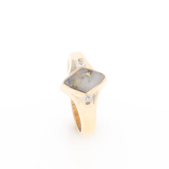 G2 Gold Quartz Ring Diamond Shape Inlaid with 0.05ctw Round Diamonds