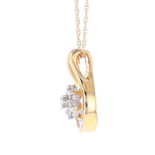 Gold Slide and Flower Diamond Pendant