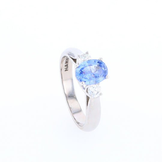 Ceylon Sapphire Three-Stone Trellis Ring