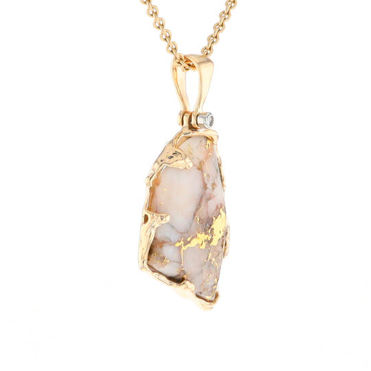 Gold Quartz Freeform Pendant (G2)