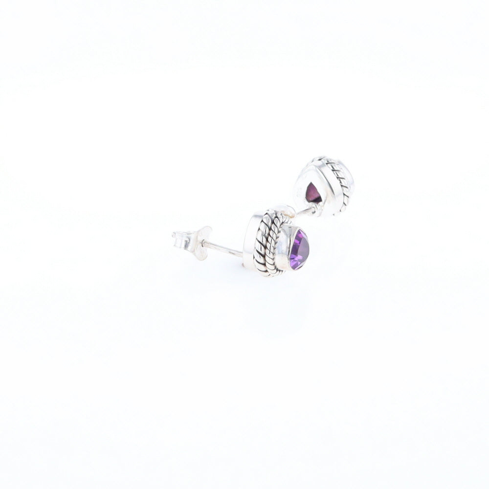 Native Amethyst Pear Stud Earrings