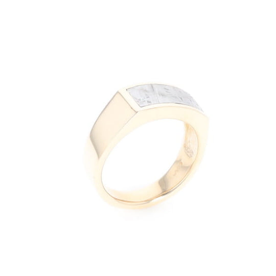 Rectangle Meteorite Inlaid Ring
