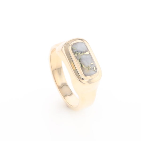 Gold Quartz Ring Oval Inlaid Design - G2