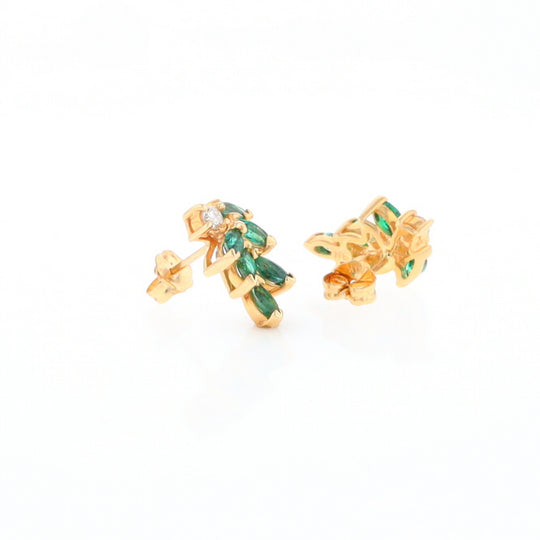 Marquise Emerald Cluster Stud Earrings