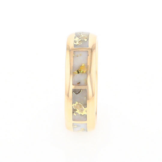 Gold Quartz Ring 8 Rectangle Section Inlaid Eternity Band