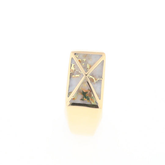 Four Section Gold Quartz Inlaid Men's Ring G2