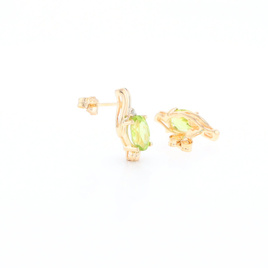 Peridot Ribbon Stud Earrings