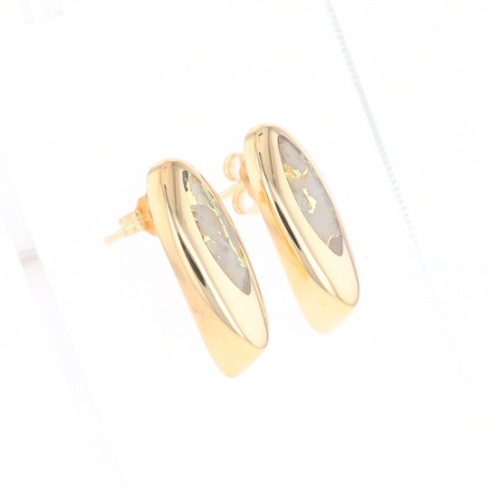 Oval Gold Quartz Inlaid Earrings - G2