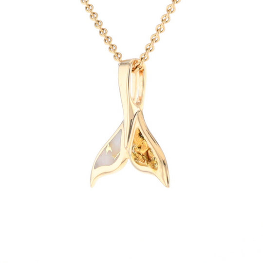 Whale Tail Necklaces Natural Gold Quartz and Nuggets Inlaid Pendant