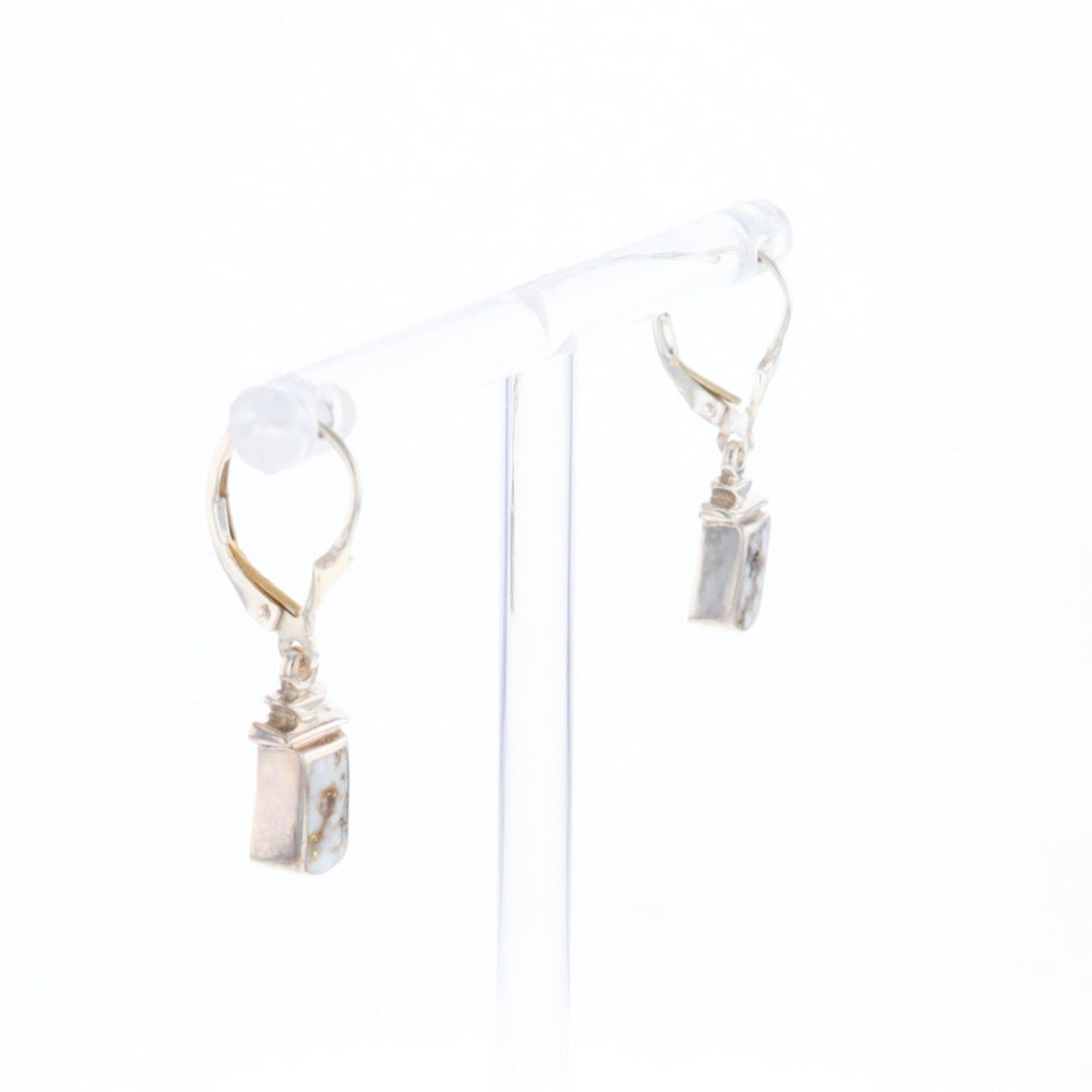 Sterling Silver Gold Quartz Inlaid Earrings - G3