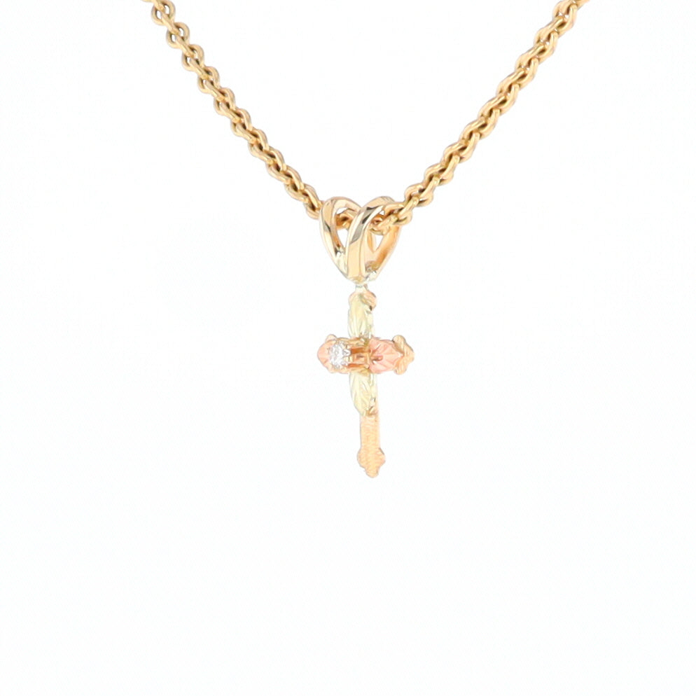 Black Hills Gold Diamond Cross Pendant