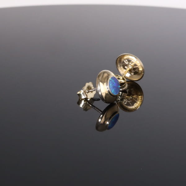 Opal Earrings Round Inlaid Design Studs