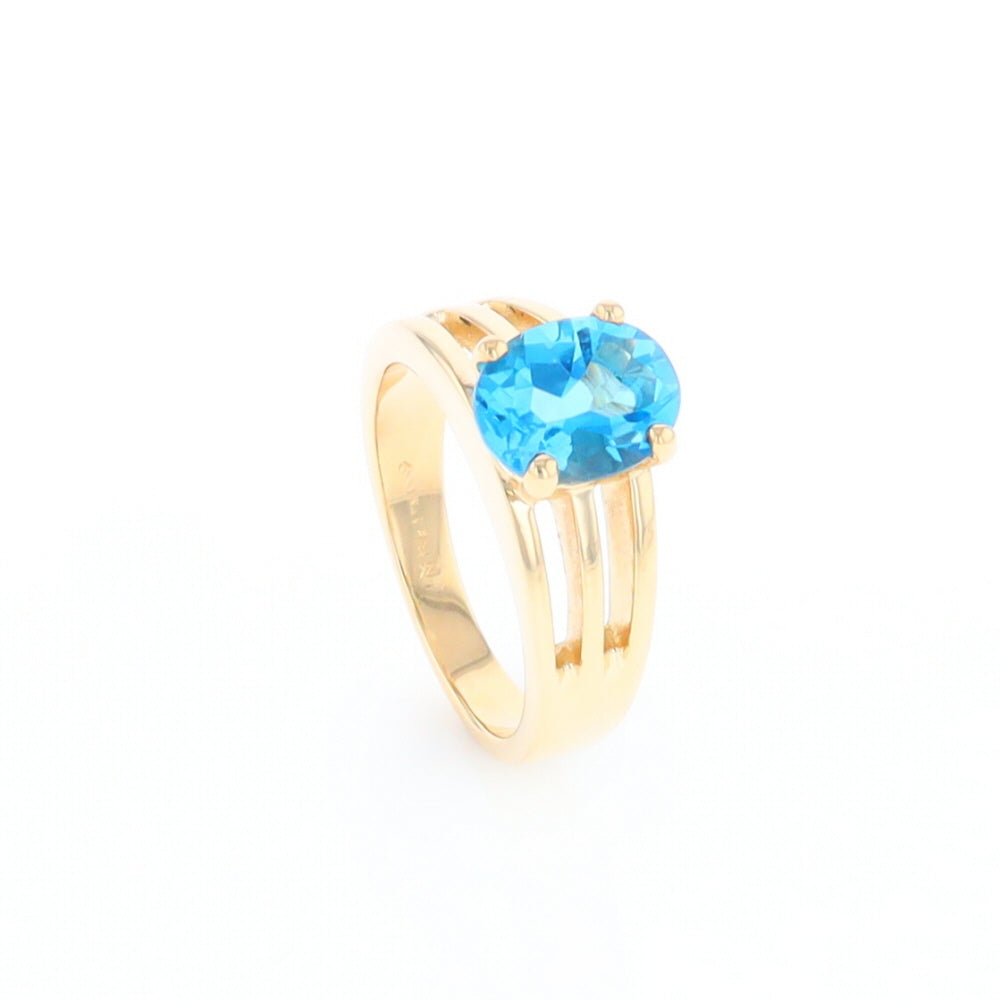 Split Shank Oval Blue Topaz Ring