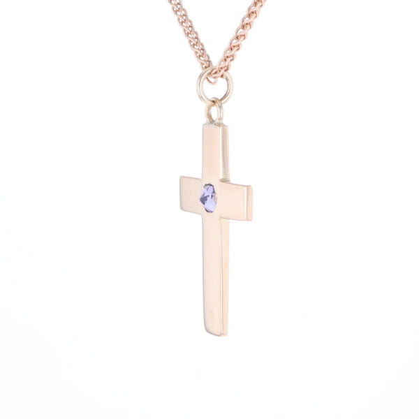 Cross Pendant with Purple Sapphire