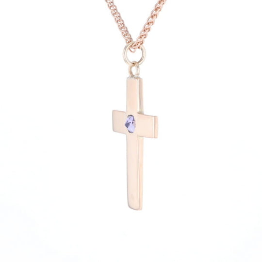 Cross Pendant with Purple Sapphire
