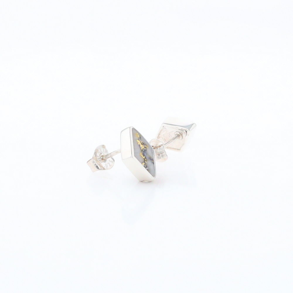 Sterling Silver Gold Quartz Inlaid Diamond Stud Earrings - G3